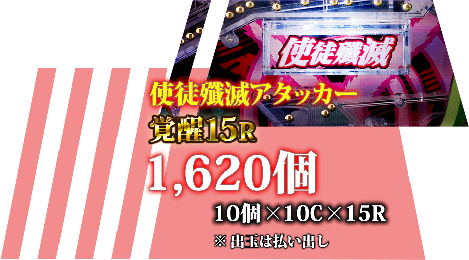 使徒殲滅アタッカー 覚醒15R 1,620発 15R×12個×9C ※出玉は払い出し